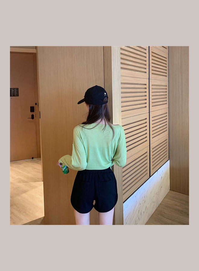 Shorts Summer High Waist Running Hot Pants Wild Elastic Leg Length Black  - Image 4
