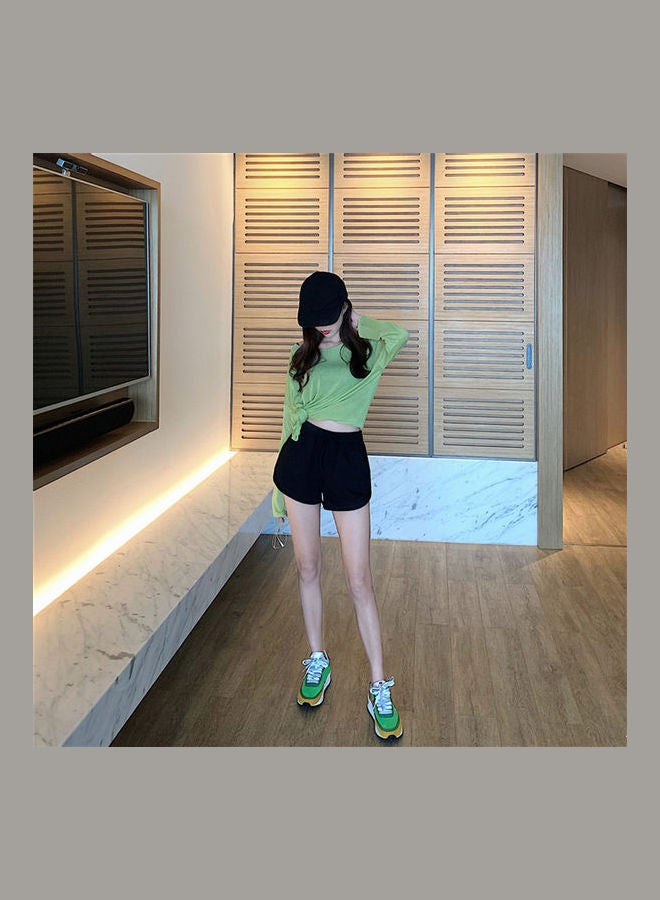 Shorts Summer High Waist Running Hot Pants Wild Elastic Leg Length Black  - Image 5