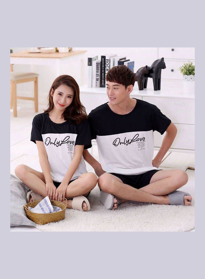 طقم بدلة صيفية بتصميم عصري للمنزل من نسيج ميلك سيلك بطبعة رسومات كرتونية لطيفة متعدد الألوان - Image 1