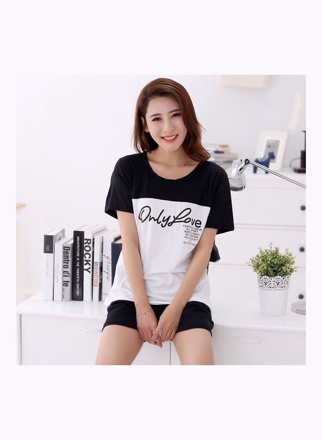 طقم بدلة صيفية بتصميم عصري للمنزل من نسيج ميلك سيلك بطبعة رسومات كرتونية لطيفة متعدد الألوان - Image 3