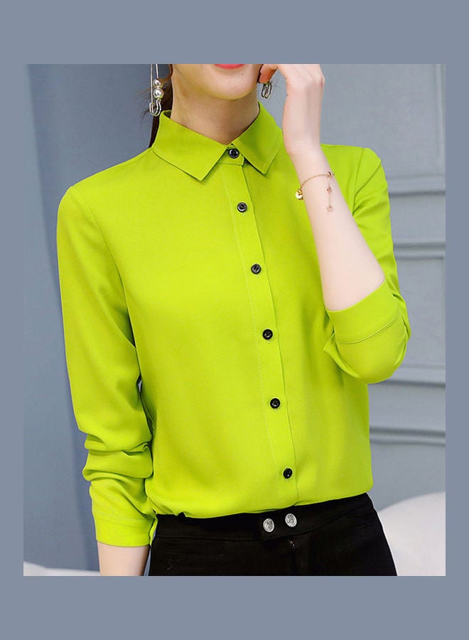 Slim Fit Fashionable All Matching Shirt Green - Image 2