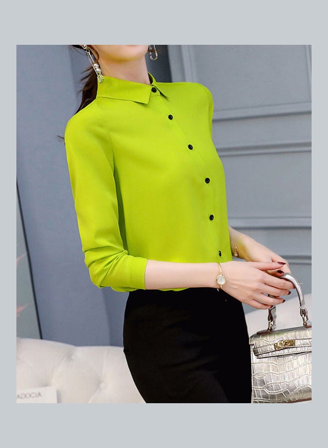 Slim Fit Fashionable All Matching Shirt Green - Image 5