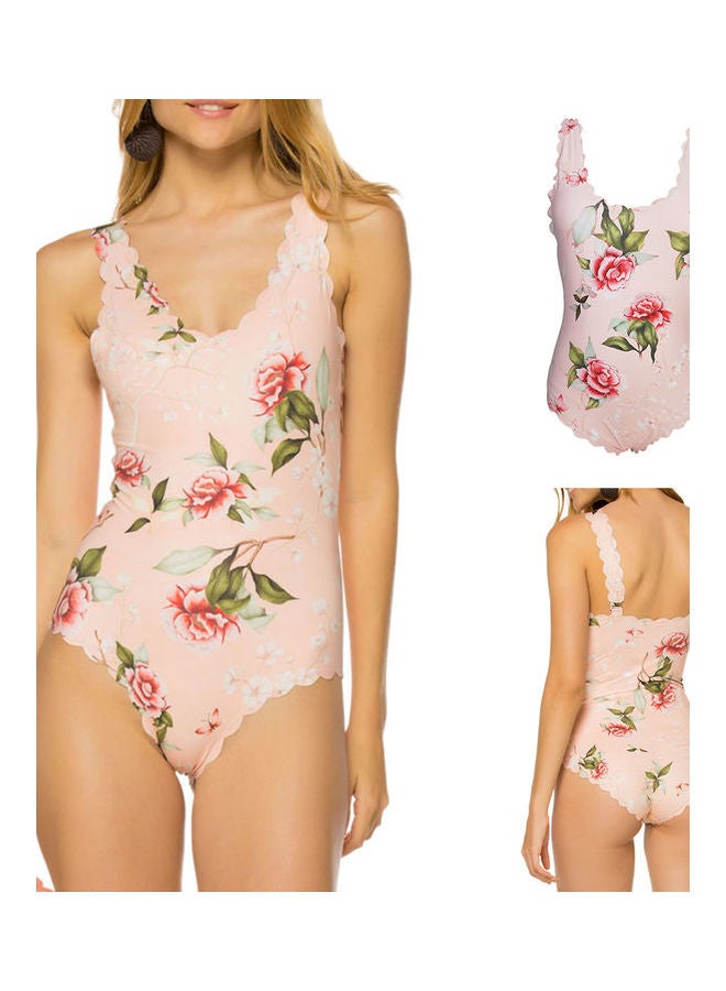 Sweet Style Flower Print Bikini Suit Light Green - Image 5