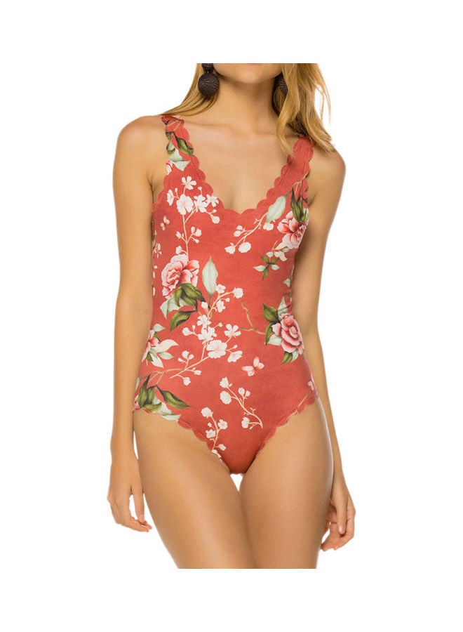 Sweet Style Flower Print Bikini Suit Red - Image 1