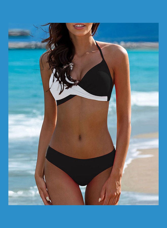Matching Color Split Bikini Set Black/white  - Image 2