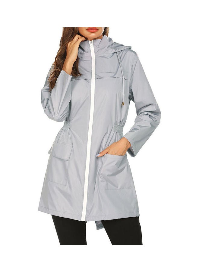 Waterproof Lightweight Long Sleeve Pocket Hooded Sweatshirt Coat Green  - Image 5