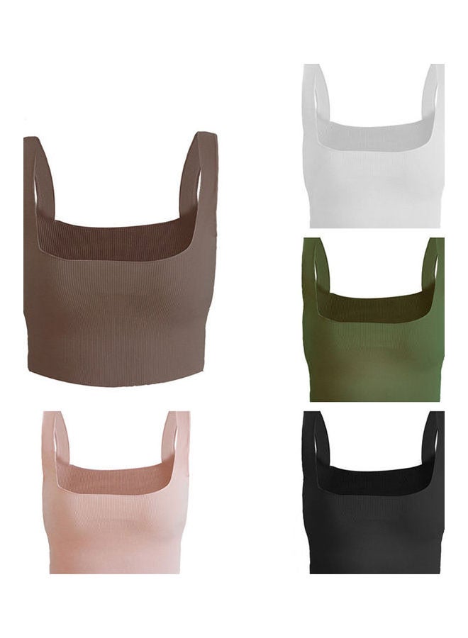 Sling Vest Crop Top U Neck Stripe Spring Summer Pullover Black  - Image 4