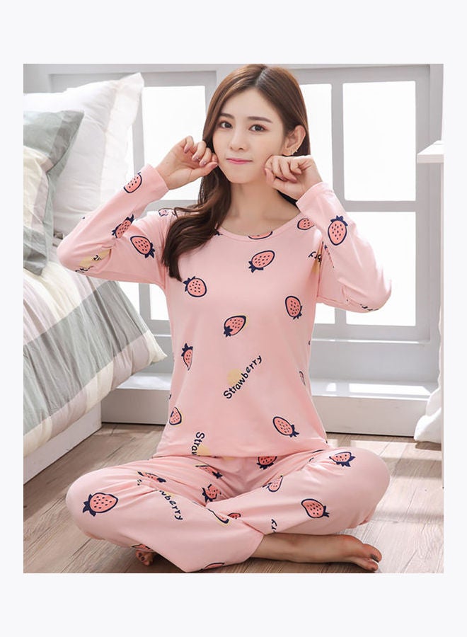 Long Sleeves Sleepwear Suit Cartoon Pullover Top Wide Pants Home Pajama Set Multicolor  - Image 5