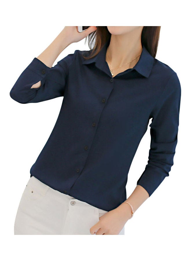 Slim Fit Fashionable All Matching Shirt Navy  - Image 1