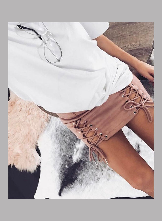 Suede Binding Buttock High Waist Short Skirt Black - Image 3