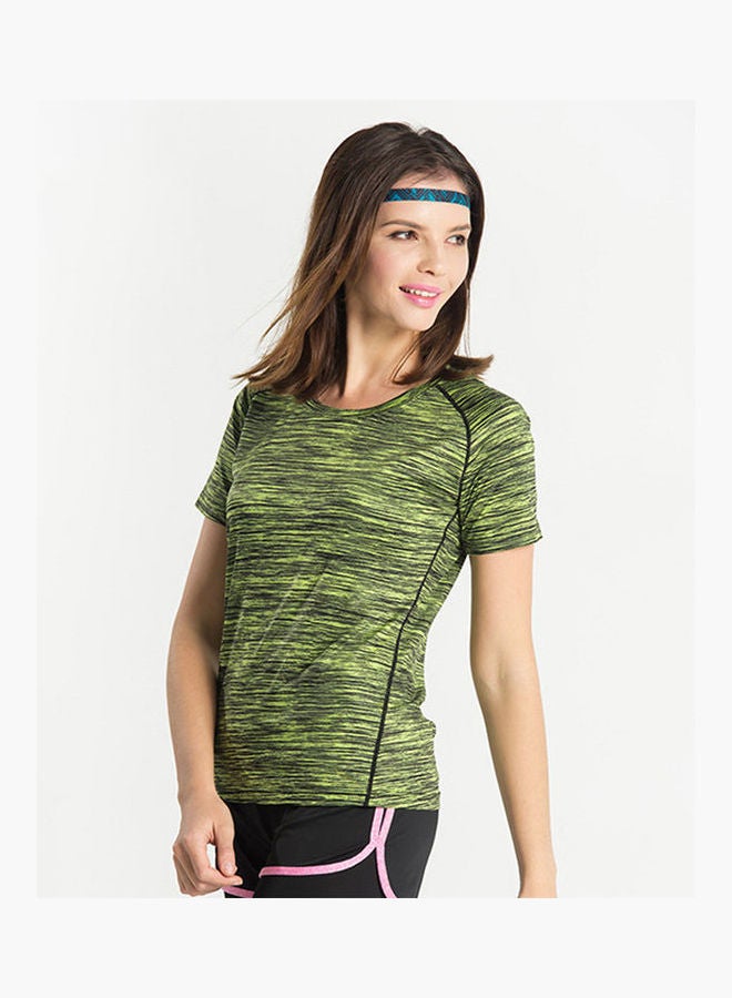 Women Sports Yoga Slim Fit Breathable Quick Dry Short Sleeve T-Shirt Green  - Image 1