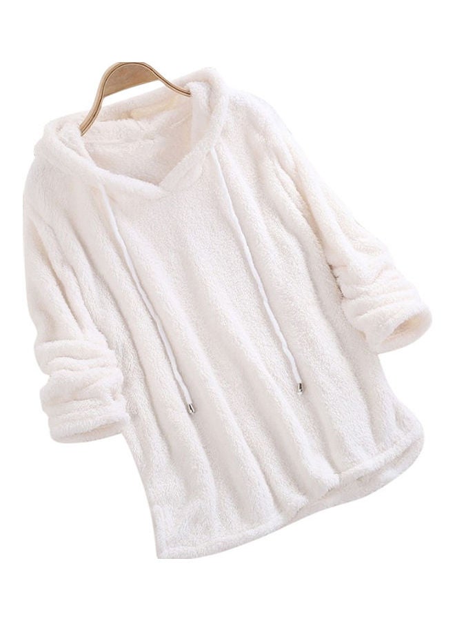 Women Solid Colour Double Side Plush Sweatshirts White - Image 1