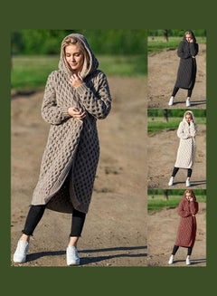 Generic Winter Fashion Long Knitting Sweater Coat Loose Warm Hoodie Cardigan Red  - Image 3