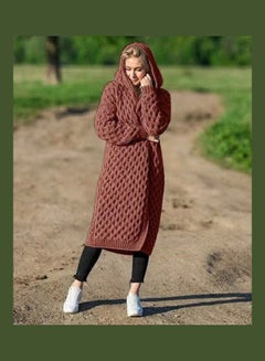 Generic Winter Fashion Long Knitting Sweater Coat Loose Warm Hoodie Cardigan Red  - Image 5