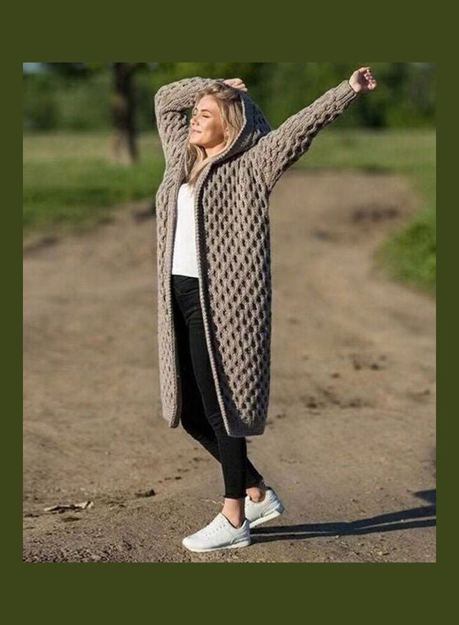Generic - Winter Fashion Long Knitting Sweater Coat Loose Warm Hoodie Cardigan Red - Image 1