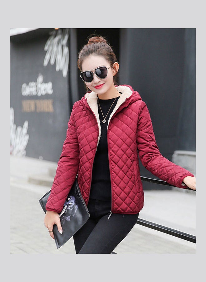 Women Winter Short Jacket Red Wine - Image 1