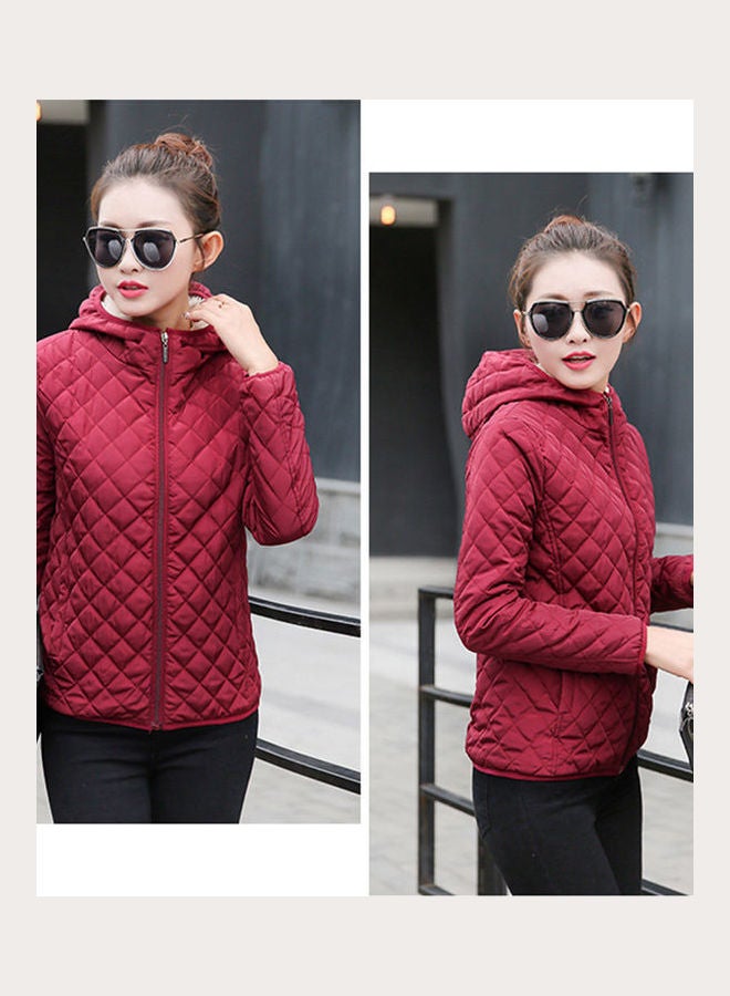 Women Winter Short Jacket Red Wine - Image 4