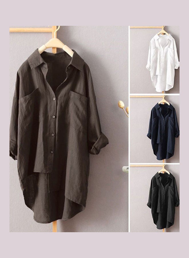 Long Sleeves Dual Pockets Shirt blue - Image 2