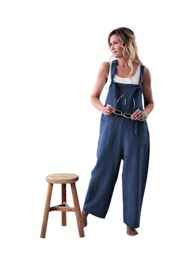 Loose Jumpsuit with Pockets Casual Style Pants Rompers Apricot  - Image 5
