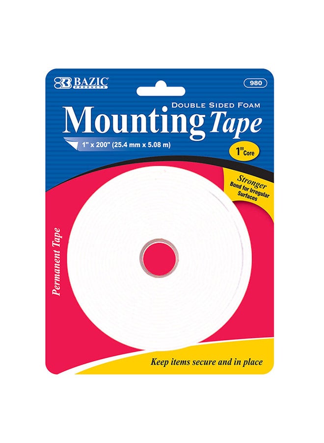 Double Sided Foam Mounting Tape 1 inch X 200 inch Multicolour