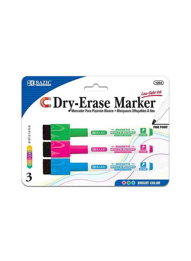 3-piece Bright Color Magnetic Dry-Erase Markers Multicolour