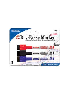 Bazic 3-piece Assorted Color Magnetic Dry-Erase Markers Multicolour 