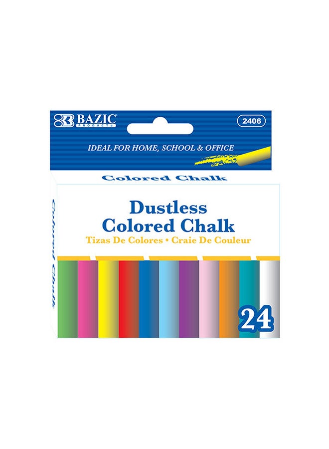 Pack of 24 Dustless Chalk Assorted