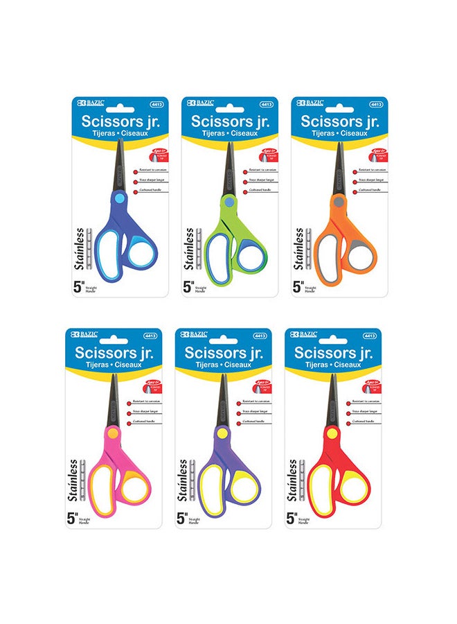 Soft Grip Pointed Tip Stainless Steel Scissors 5 inch-Assorted Multicolour