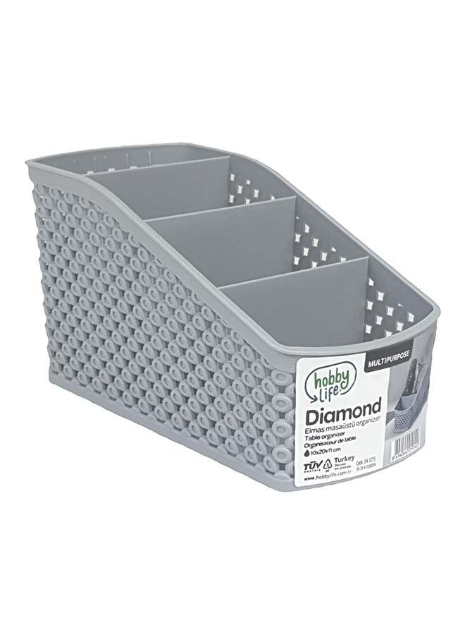 هوبي لايف منظم أغراض بـ4 أقسام وتصميم ماسي رمادي كول 10 x 20 x 11سم