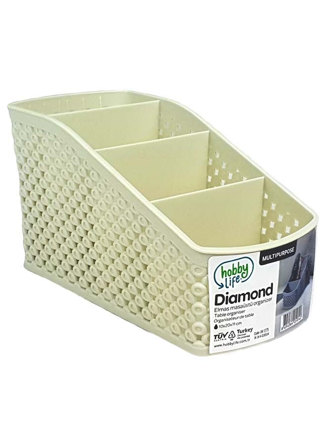 Hobby Life Diamond Design 4-Compartments Organizer Ivory 10 x 20 x 11cm 