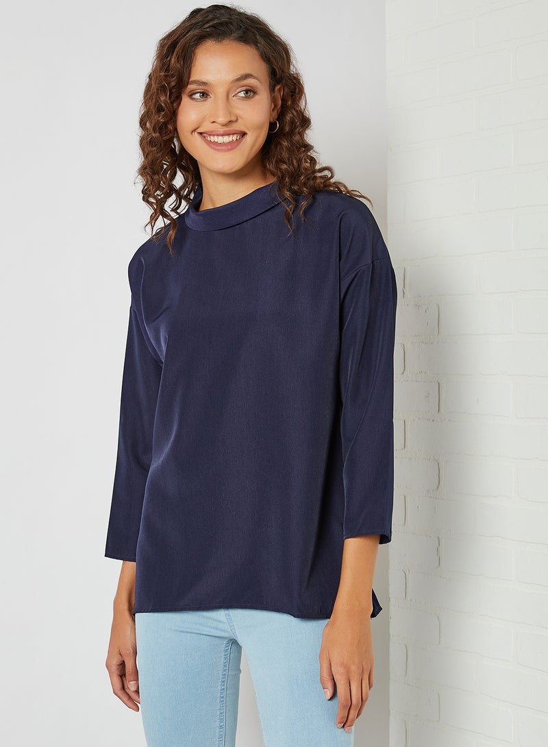 Aila Printed Panelled Casual Wear Dress Navy/Yellow - Image 1