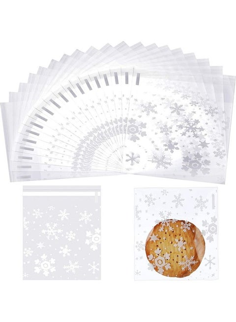 200-Piece Snowflake Cookie Candy Bags Set Clear 5.5 x 5.5inch