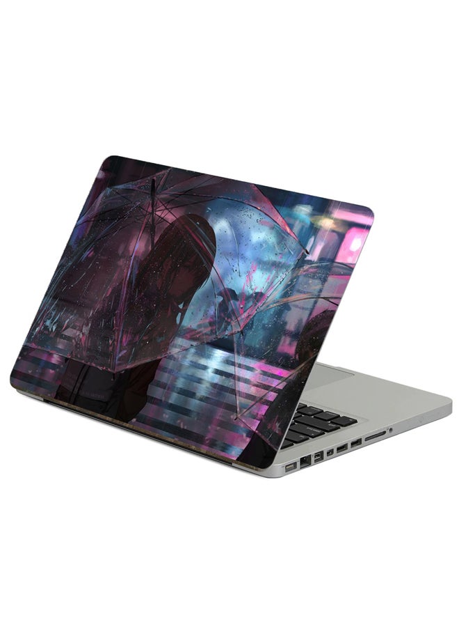 Fast Print Girl Umbrella Printed Laptop Sticker Multicolor