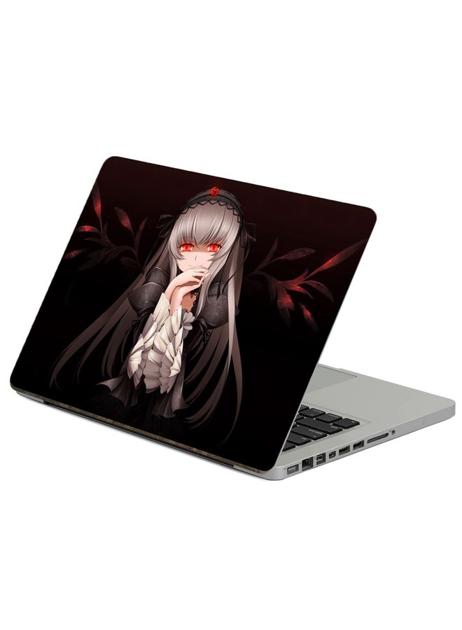 Fast Print Anime Girl Printed Laptop Sticker Multicolor