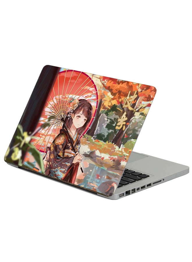 Fast Print Girl Umbrella Printed Laptop Sticker Multicolor