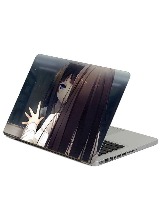 Fast Print Anime Girl Window Printed Laptop Sticker Multicolor