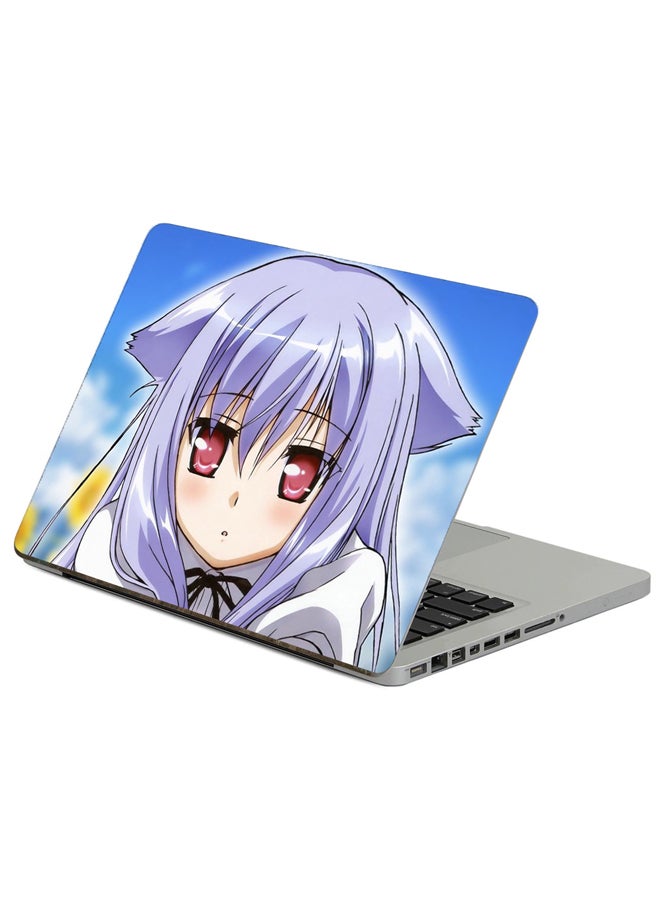 Fast Print Anime Girl Printed Laptop Sticker Multicolor