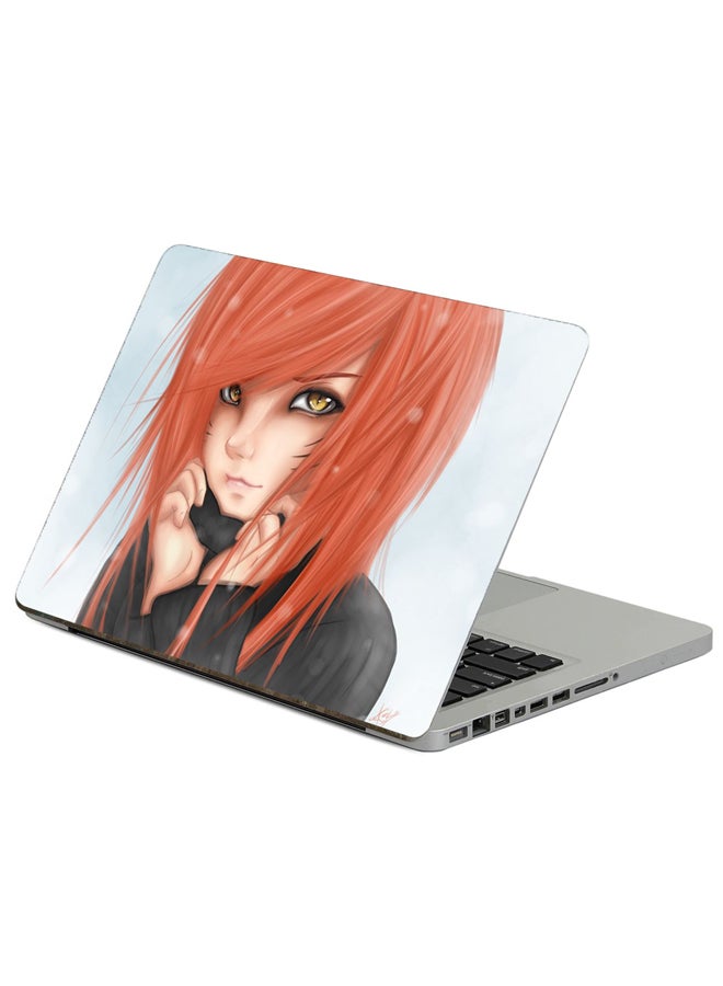 Fast Print Anime Girl Printed Laptop Sticker Multicolor