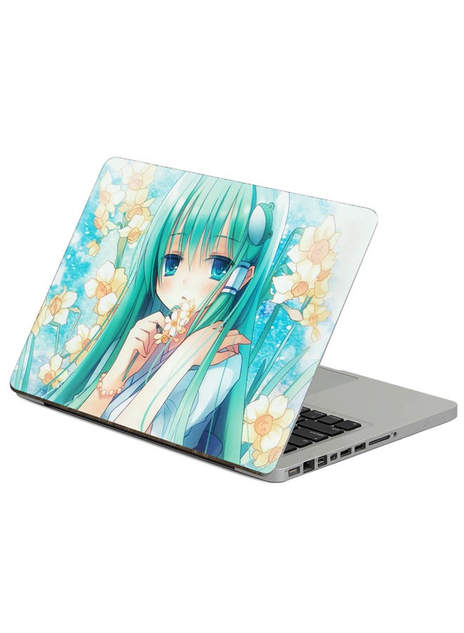 Fast Print Anime Girl Printed Laptop Sticker Multicolor