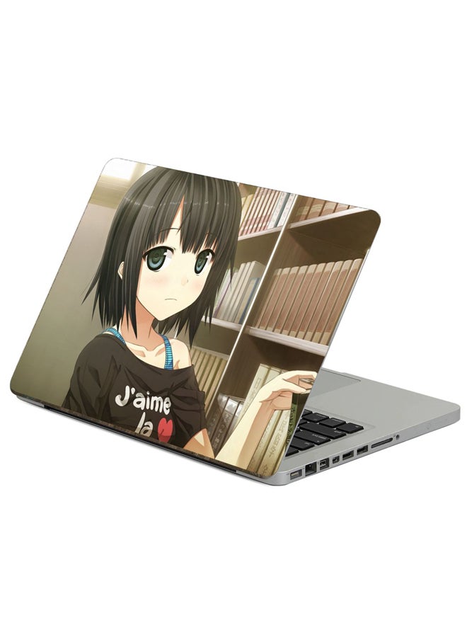 Fast Print Girl Anime Printed Laptop Sticker Multicolor