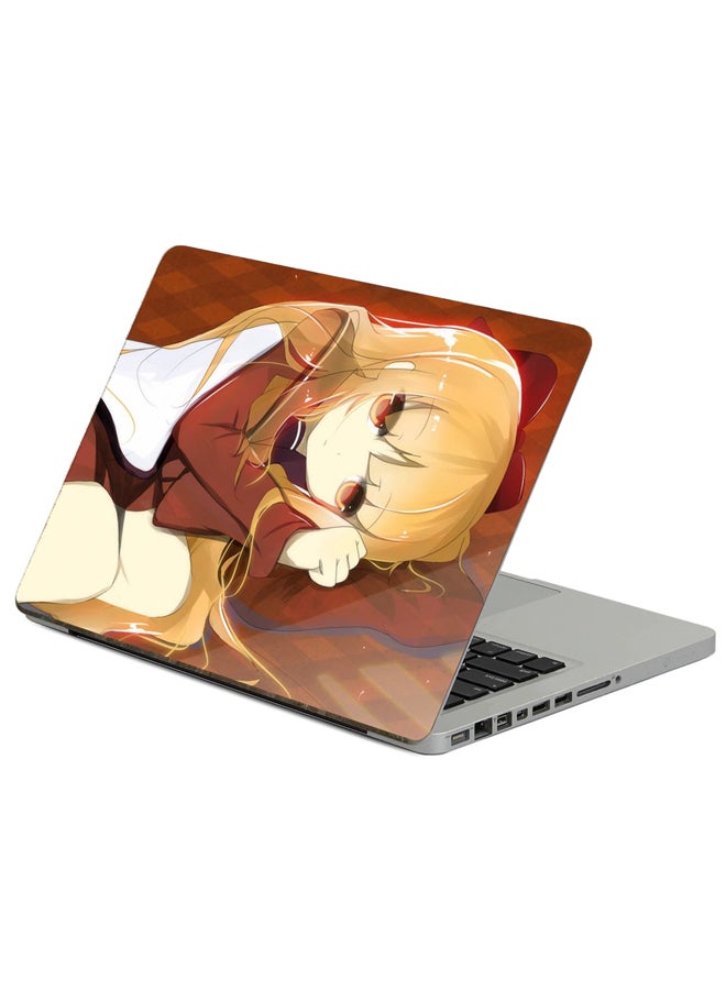 Fast Print Anime Girl Printed Laptop Sticker Multicolor