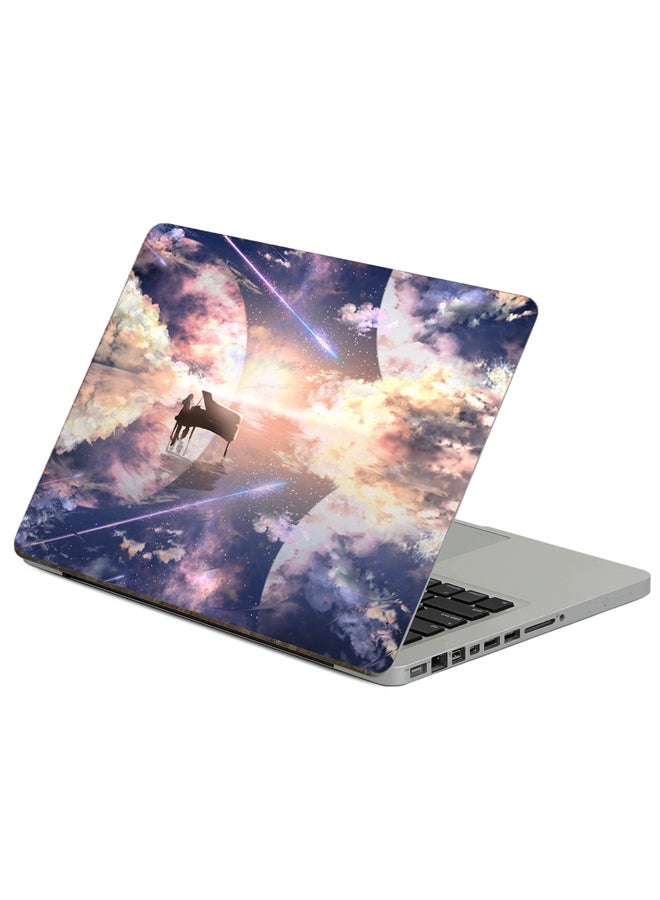 Fast Print Piano Silhouette Printed Laptop Sticker Multicolor