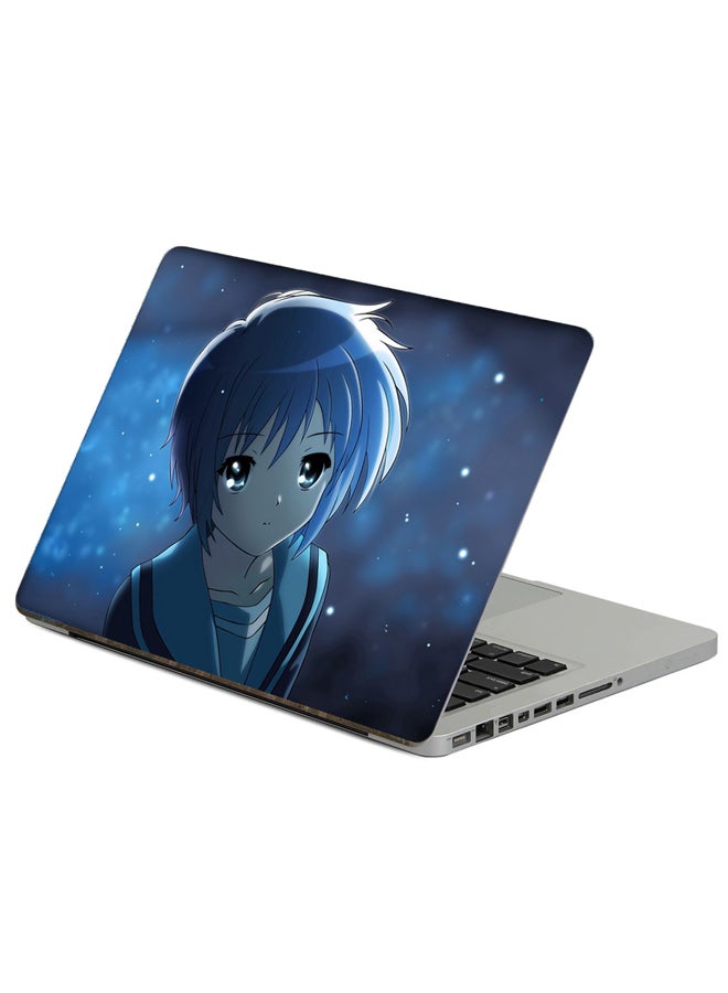 Fast Print Anime Girl Printed Laptop Sticker Multicolor