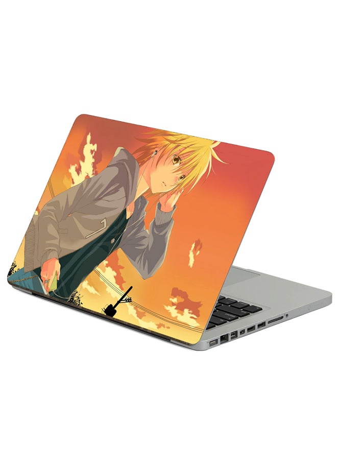 Fast Print Anime Girl Printed Laptop Sticker Multicolor