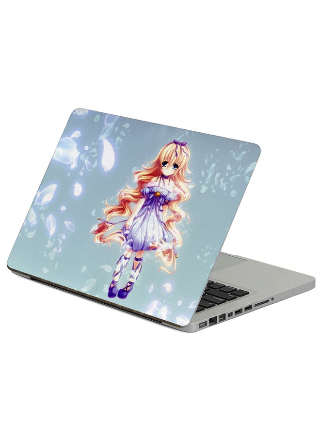 Fast Print Anime Girl Printed Laptop Sticker Multicolor
