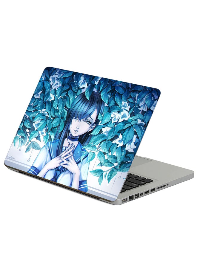 Fast Print Girl Anime Printed Laptop Sticker Multicolor