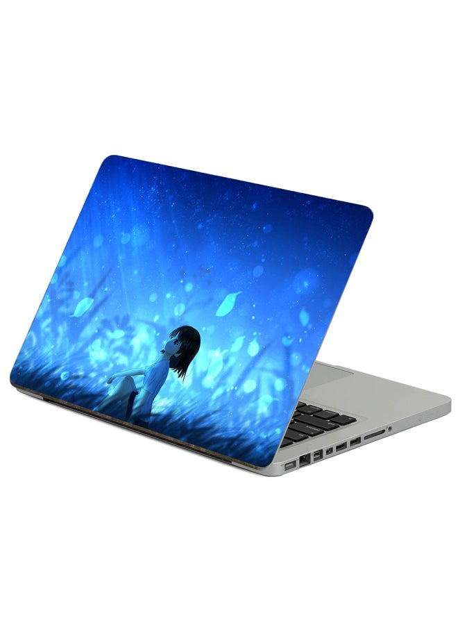 Fast Print Anime Girl Printed Laptop Sticker Multicolor