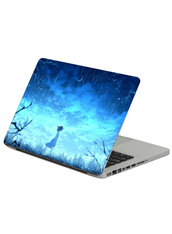 Fast Print Girl Rain Printed Laptop Sticker Multicolor 