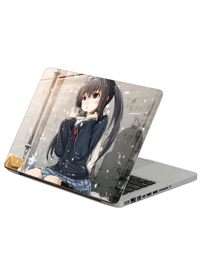 Fast Print Anime Girl Printed Laptop Sticker Multicolor