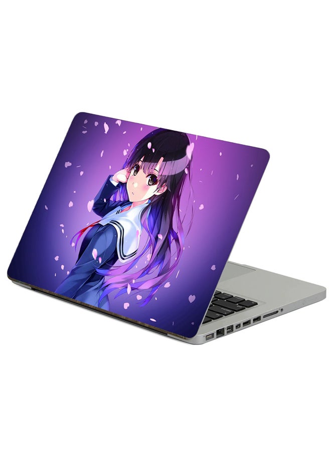 Fast Print Anime Schoolgirl Printed Laptop Sticker Multicolor